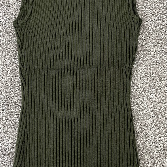 Olive Green Ribbed Knit Tank Top Size Small - Picture 3 of 3